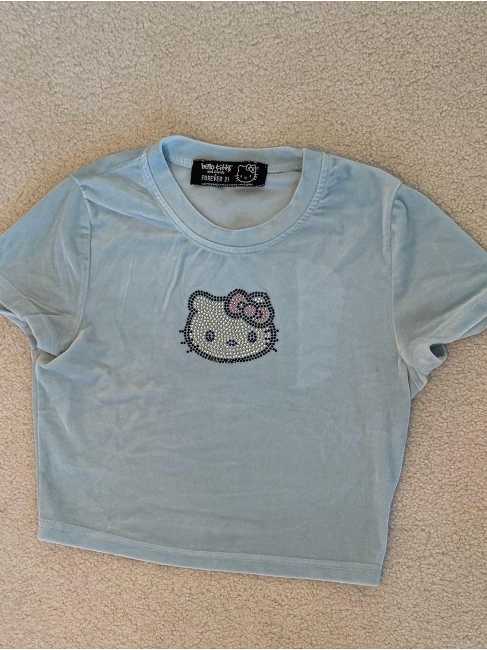 Forever 21 Light Blue Hello Kitty Crystal Tee